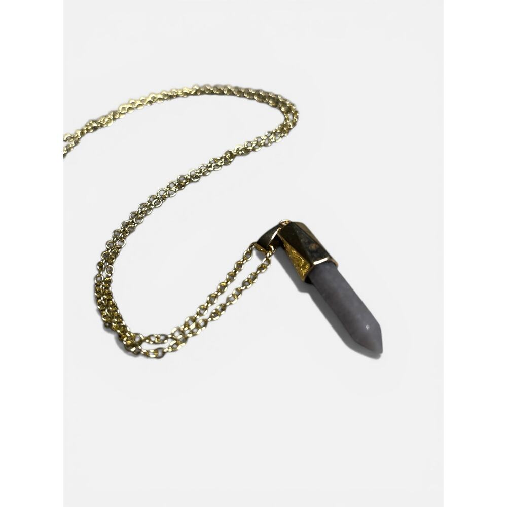 Gray Crystal Quartz Spike Charm Necklace Minimalist Celestial Stone Gypsy